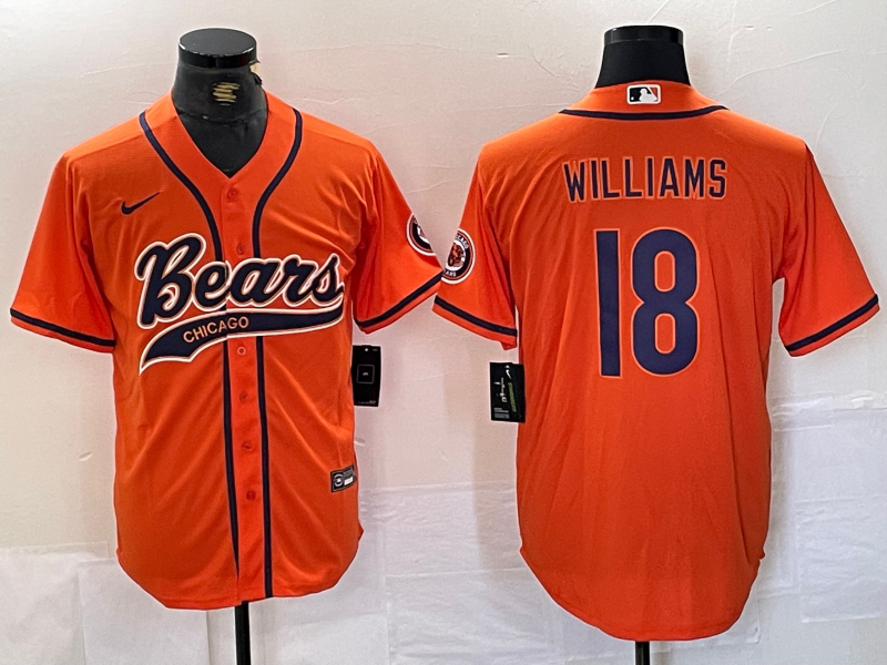 Men's Chicago Bears Caleb Williams #18 Orange Jersey